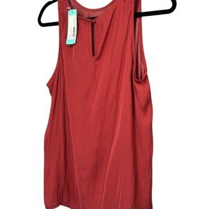 Fun 2 Fun Orange Pleated Tank Top Blouse